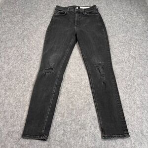 Rag & Bone Black‎ Wash Denim High Rise Distressed Skinny Ankle Jeans Women's 29